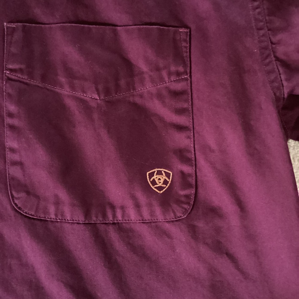 Ariat Mens Rich Burgundy Western Large 100% Cotton Twill Long Sleeve Shirt - Picture 7 of 10
